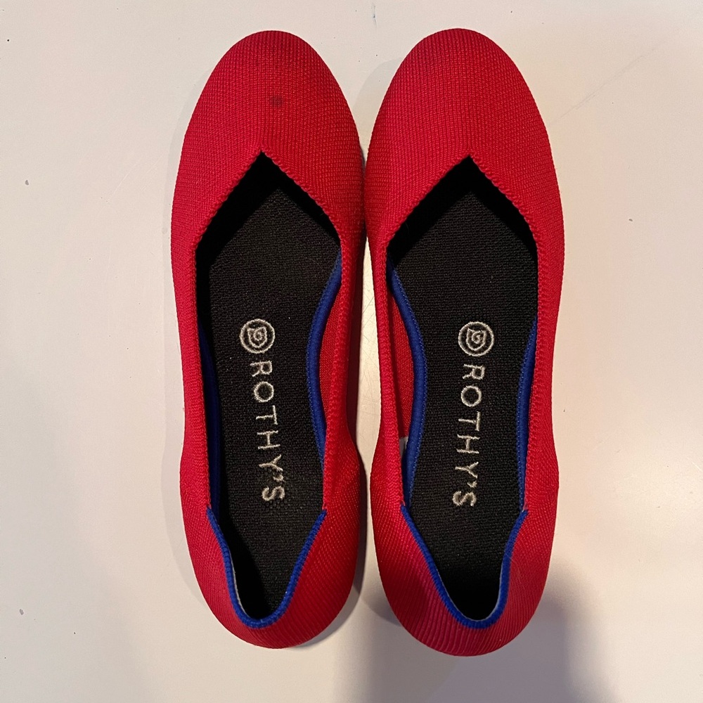 Rothy's Red Round Toe Flat Shoes
